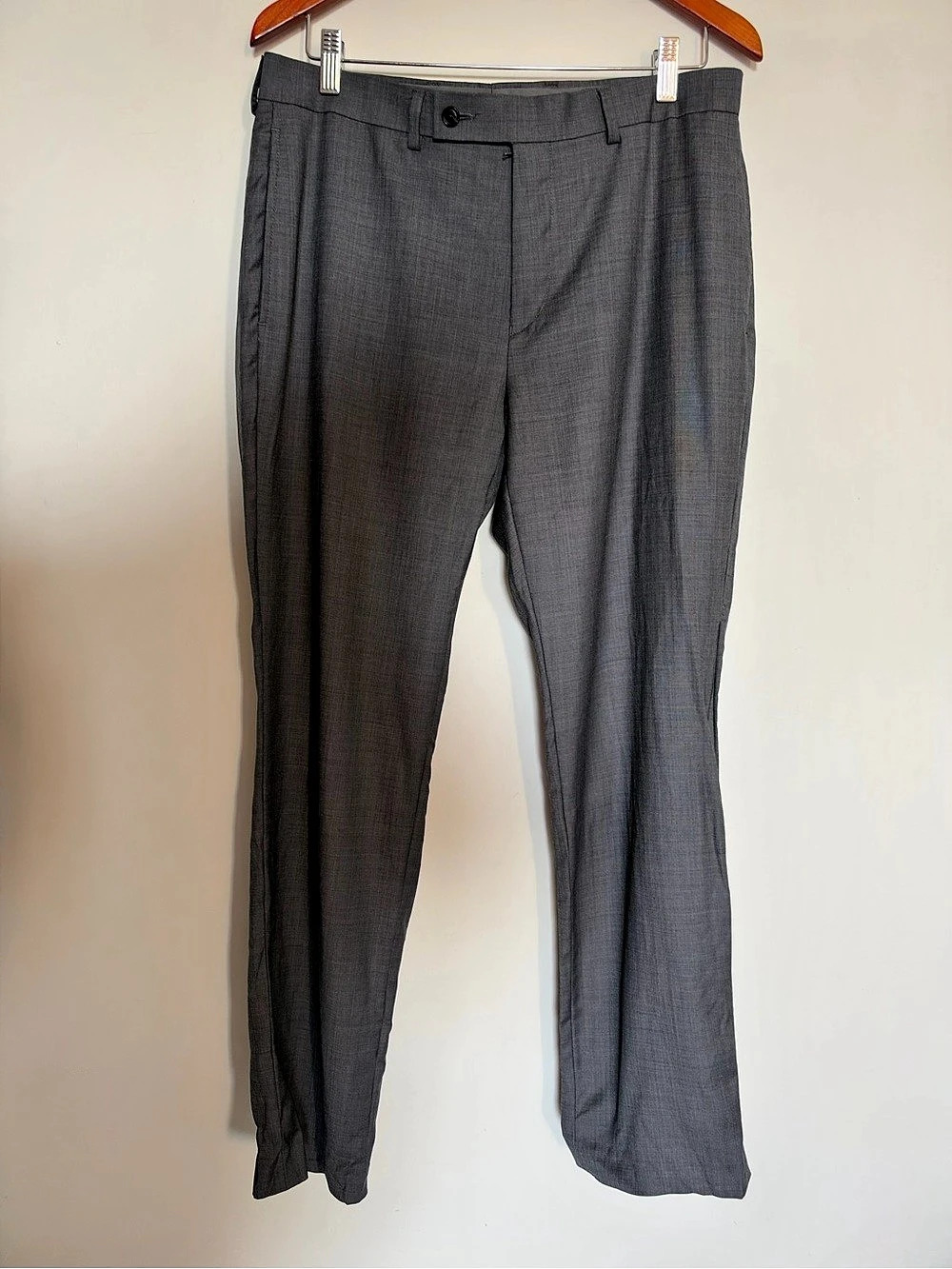 Calvin Klein Slim Fit Wool Dress Pants Gray Waist